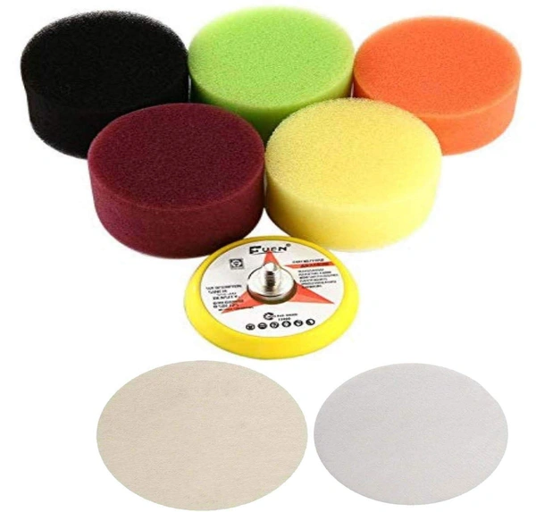 DIY Crafts 7 Pcs, Combo, 3" Sponge Polishing Waxing Buffing Pads, Felt Pad Kit - Car Polisher for Auto Polishing Buffing Shining Cleaning Kit (7 Pcs, Combo) - 7 Pcs, Combo