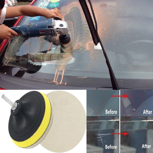 DIY Crafts 7 Pcs Kit Polishing Pads Sponge Woolen Polishing Waxing Buffing Pads Kit Auto Car with M10/14 Universal Drill Adapter (7 Pcs Pack, 3" inch Cleaning Kit) - 7 Pcs Pack., 3"inch Cleaning Kit