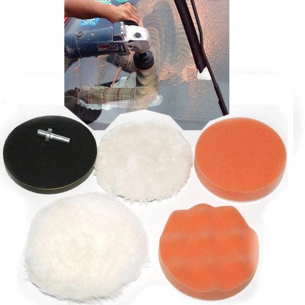 DIY Crafts 7 Pcs Kit Polishing Pads Sponge Woolen Polishing Waxing Buffing Pads Kit Auto Car with M10/14 Universal Drill Adapter (7 Pcs Pack, 3" inch Cleaning Kit) - 7 Pcs Pack., 3"inch Cleaning Kit