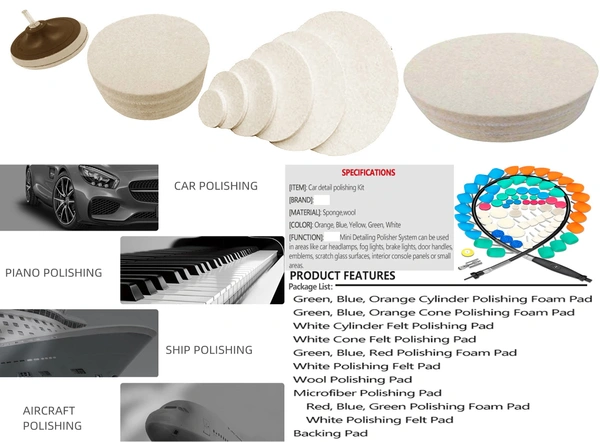 DIY Crafts 70 Pcs, Kit Without Flexible Shaft, Mini Buffing Polishing Pads, 1"-3"inch Detail Polisher Pad Use On Rotary Tool Cordless Drill for Tight Area Deta (70 Pcs, Kit Without Flexible Shaft) - 70 Pcs, Kit Without Flexible Shaft