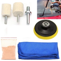 DIY Crafts 7"inch Set, 500 Grm Cerium Oxide, Buffing Polishing Accessories Glass Scratch Remover Powder 1.75 Oz; Felt Wheel; Disc; Drill Adapter; Cloth; Back(7"inch Set, 500 Grm Cerium Oxide) - 7"inch Set