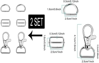 DIY Crafts 10 Set 3x10, Silver, Keychain Key Chain Swivel Hook D Rings and Slide Buckles for Handbag Purse Hardware 1 Set Contain = 1x Swivel Hook 1x D Ring (10 Set 3x10, Silver) - 10 Set 3x10, Silver