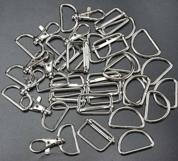DIY Crafts 10 Set 3x10, Silver, Keychain Key Chain Swivel Hook D Rings and Slide Buckles for Handbag Purse Hardware 1 Set Contain = 1x Swivel Hook 1x D Ring (10 Set 3x10, Silver) - 10 Set 3x10, Silver