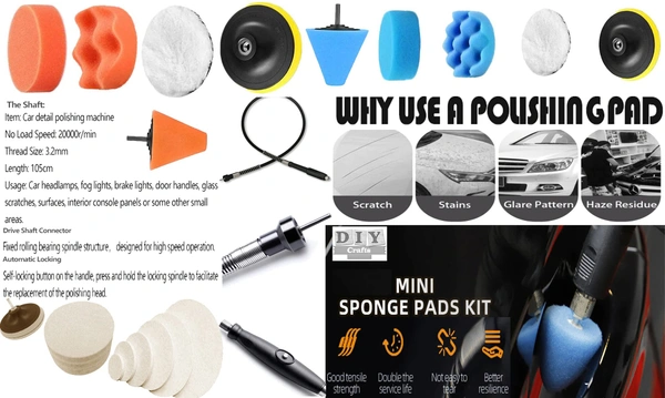 DIY Crafts 3 Pcs 15x2, 1"inch, Mini 1-3"inch Choice 1-7"inch Sponge Buffing Pads Waxing Pads Drill Adapter for Tight Area Detailing Polishing Waxing And Sealing Gl (3 Pcs 15x2, 1"inch) - 3 Pcs 15x2, 1"inch