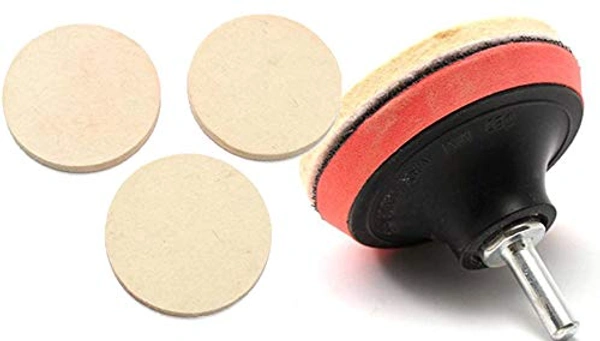 DIY Crafts 200 Grm Cerium Oxide, Ready Set, 3 Inch Set Cerium Oxide 1 x Self Adhesive Felt Pad 1 x Woollen Polishing Waxing Pad 1 x Backing Pad 1 x Universal Adapter (200 Grm Cerium Oxide, Ready Set) - 200 Grm Cerium Oxide, Ready Set