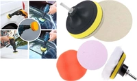 DIY Crafts Car Cleaning Felt & Wool Pad Foam Polishing Waxing Pad Kits Buffing Pad Polishing Wheel Sponge and Wool Buffing Pads Set for Polisher (Pack Of 16 Pcs 4 Kit, Multi Colour) - Pack Of 16 Pcs, Multi Colour