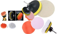 DIY Crafts Car Cleaning Felt & Wool Pad Foam Polishing Waxing Pad Kits Buffing Pad Polishing Wheel Sponge and Wool Buffing Pads Set for Polisher (Pack Of 16 Pcs 4 Kit, Multi Colour) - Pack Of 16 Pcs, Multi Colour