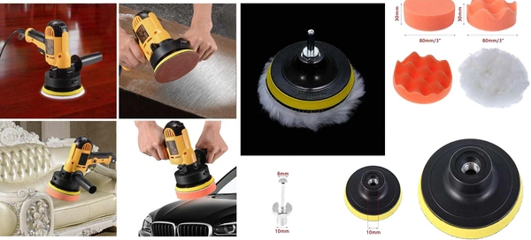 DIY Crafts Car Cleaning Felt & Wool Pad Foam Polishing Waxing Pad Kits Buffing Pad Polishing Wheel Sponge and Wool Buffing Pads Set for Polisher (Pack Of 16 Pcs 4 Kit, Multi Colour) - Pack Of 16 Pcs, Multi Colour