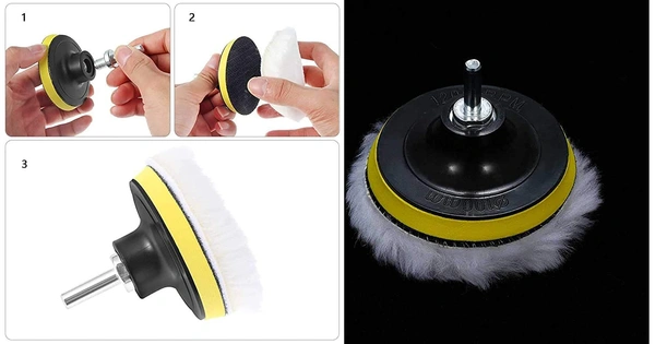 DIY Crafts Car Cleaning Felt & Wool Pad Foam Polishing Waxing Pad Kits Buffing Pad Polishing Wheel Sponge and Wool Buffing Pads Set for Polisher (Pack Of 16 Pcs 4 Kit, Multi Colour) - Pack Of 16 Pcs, Multi Colour