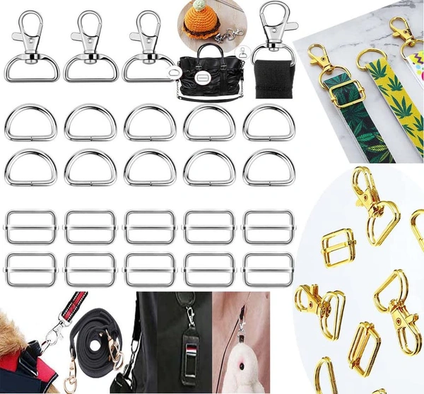 DIY Crafts Combo Pack 9 Pcs 3 Sets, Combo Assorted Kit, Keychain Bulk with Key Chain Swivel Hook D Rings and Sl(Combo Pack 9 Pcs 3 Sets, Combo Assorted Kit) - Combo Pack 9 Pcs 3 Sets, Combo Assorted Kit