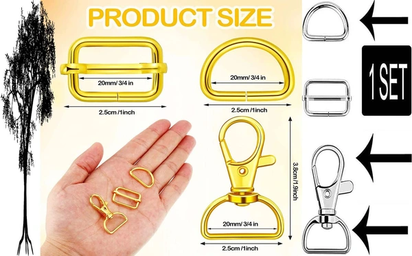 DIY Crafts Combo Pack 9 Pcs 3 Sets, Combo Assorted Kit, Keychain Bulk with Key Chain Swivel Hook D Rings and Sl(Combo Pack 9 Pcs 3 Sets, Combo Assorted Kit) - Combo Pack 9 Pcs 3 Sets, Combo Assorted Kit