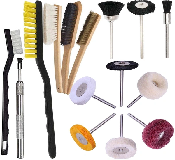DIY Crafts Combo#2, Pack Of 30 Pcs, Brushes Abrasive Wheel Buffing,Polishing Bristle Brushes Different Shapes Polishing, Wood,Metal,Plastic Cleaning Maintainance For Machines (Combo#2, Pack Of 30 Pcs) - Design # No 2, Pack Of 10 Pcs