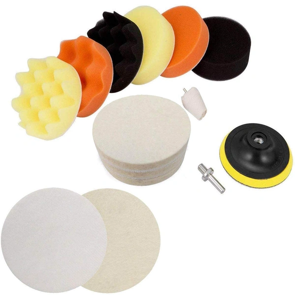 DIY Crafts Compound Drill Buffing Sponge Pads Kit Adhesive Backer Pad for Car Polishing Woolen Buffer, Wax Applicator, Cone Head and Grinding Head Car & Bike (3"inch 80mm Set/Kit, Multi Color) DIY Tools - 3"inch 80mm Set/Kit, Multi Color