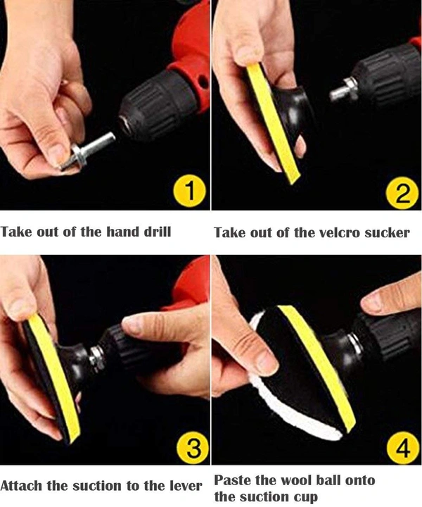 DIY Crafts Compound Drill Buffing Sponge Pads Kit Adhesive Backer Pad for Car Polishing Woolen Buffer, Wax Applicator, Cone Head and Grinding Head Car & Bike (3"inch 80mm Set/Kit, Multi Color) DIY Tools - 3"inch 80mm Set/Kit, Multi Color