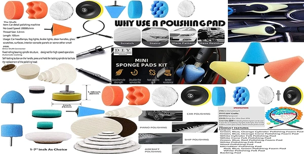 DIY Crafts With 3x Felt 3x Fur Pad, 4" inch Kit, Polishing Pads Sponge Woolen Polishing Waxing Buffing Pads Kits Polishing Compound Drill Buffing Sponge (With 3x Felt 3x Fur Pad, 4" inch Kit) - With 3x Felt 3x Fur Pad, 4" inch Kit