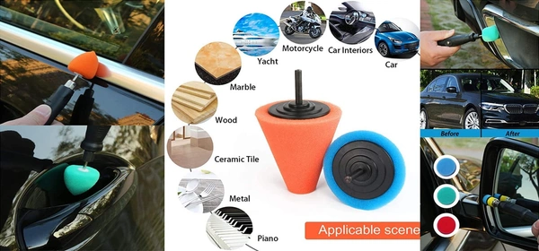 DIY Crafts With 3x Felt 3x Fur Pad, 4" inch Kit, Polishing Pads Sponge Woolen Polishing Waxing Buffing Pads Kits Polishing Compound Drill Buffing Sponge (With 3x Felt 3x Fur Pad, 4" inch Kit) - With 3x Felt 3x Fur Pad, 4" inch Kit