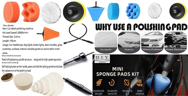 DIY Crafts With 3x Felt 3x Fur Pad, 4" inch Kit, Polishing Pads Sponge Woolen Polishing Waxing Buffing Pads Kits Polishing Compound Drill Buffing Sponge (With 3x Felt 3x Fur Pad, 4" inch Kit) - With 3x Felt 3x Fur Pad, 4" inch Kit