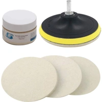 DIY Crafts 1 Set, 3" inch Combo Cleaning Set, 100 Grm Cerium Oxide + Backing Pad + Universal Nut + Wool Polisher Polishing Clean Buffing Pad (1 Set, 3" inch Combo Cleaning Set) - 1 Set, 3" inch Combo Cleaning Set