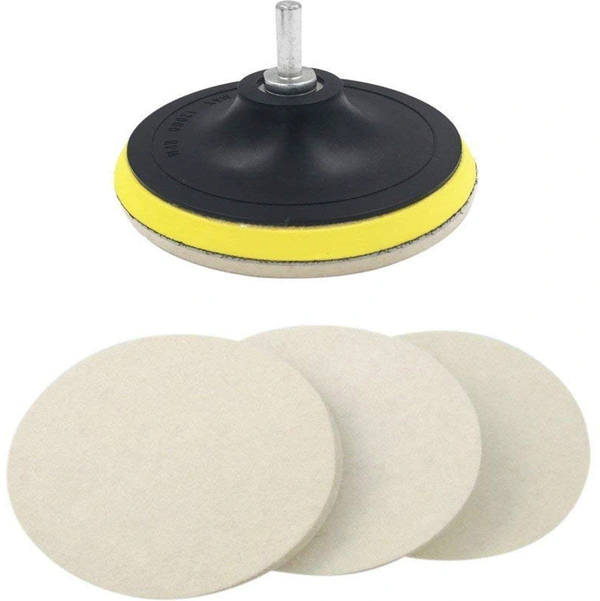 DIY Crafts 1 Set, 3" inch Combo Cleaning Set, 100 Grm Cerium Oxide + Backing Pad + Universal Nut + Wool Polisher Polishing Clean Buffing Pad (1 Set, 3" inch Combo Cleaning Set) - 1 Set, 3" inch Combo Cleaning Set