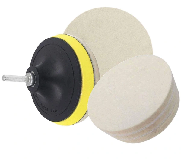 DIY Crafts 4"inch Drill Thread Sucker Wool Cleaning Polishing Sponge Set of 3 Durable & Sturdy Construction (4" Felt + 3" Backing Pad M10, Off White Felt Pad) - 4" Felt + 3" Backing Pad M10, Off White Felt Pad
