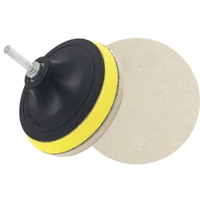 DIY Crafts Felt Pad Drill Thread Sucker Wool Cleaning Polishing Sponge Set Backer Pad + Universal Nut + Felt Pad - (Pack of 3 Pcs) (4" Felt Pad Kit, Off White Felt Pad) - 4" Felt Pad, Off White Felt Pad