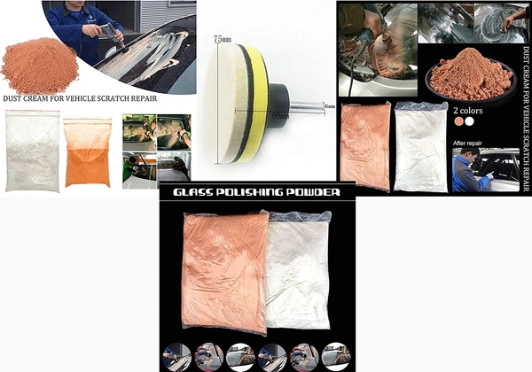 DIY Crafts Glass Cerium Oxide Polishing Scratch Remove Car Windscreen Polishing Kit Practical Auto Car Windows Scratch Remover Glass 70% Recovery Polishing Kit (500 Grm, Off White Cerium Oxide) - 500 Grm, Off White Cerium Oxide