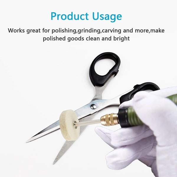 DIY Crafts Pack of 10, Off White, 10 Pcs Only, Mix Wool Felt Polishing Pad and Ceramic 3 Pieces Felt Mounted Mandrel Set Grinding Head Buffing Wheel for Rotary Tool(Pack of 10, Off White) - Pack Of 10, Off White