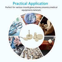 DIY Crafts Pack of 10, Off White, 10 Pcs Only, Mix Wool Felt Polishing Pad and Ceramic 3 Pieces Felt Mounted Mandrel Set Grinding Head Buffing Wheel for Rotary Tool(Pack of 10, Off White) - Pack Of 10, Off White