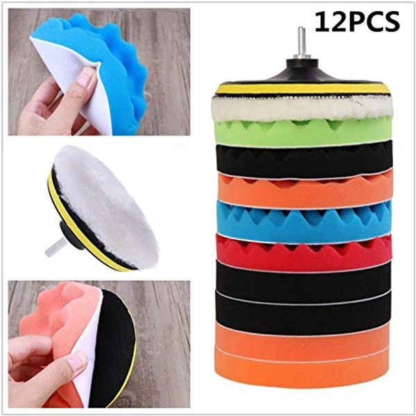 DIY Crafts Pack 36 Pcs Kit, Multi Colour, 12 Pcs 7"inch 180mm Buffing Sponge Car Polishing Pad Disc Wool Disc Polishing Wax Sanding Pad Cleaning Car Accessories F(Pack 36 Pcs Kit, Multi Colour) - Pack 36 Pcs Kit, Multi Colour