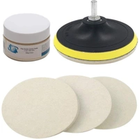 DIY Crafts Pack Of 1 Kit, 4" inch Set, 100 Grm Cerium Oxide + Backing Pad + Universal Nut + Wool Polisher Polishing Clean Buffing Pad Bonnet for F (Pack Of 1 Kit, 4" inch Set) - Pack Of 1 Kit, 4" inch Set
