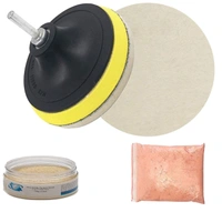 DIY Crafts Pack Of 1 Kit, 7" inch Kit, 100 Grm Cerium Oxide + Backing Pad + Universal Nut + Wool Polisher Polishing Clean Buffing Pad Bonnet for Furniture Car 3/4/5/6/(Pack Of 1 Kit, 7" inch Kit) - Pack Of 1 Kit, 7" inch Kit