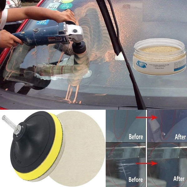 DIY Crafts Pack Of 1 Kit, 7" inch Kit, 100 Grm Cerium Oxide + Backing Pad + Universal Nut + Wool Polisher Polishing Clean Buffing Pad Bonnet for Furniture Car 3/4/5/6/(Pack Of 1 Kit, 7" inch Kit) - Pack Of 1 Kit, 7" inch Kit