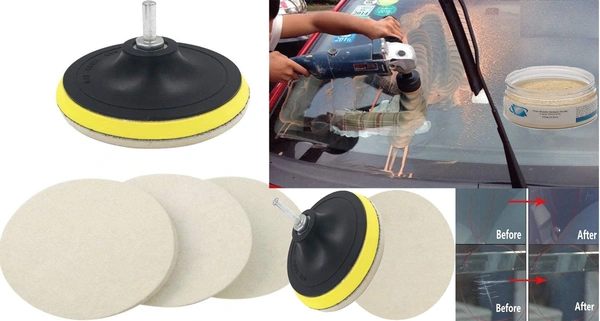 DIY Crafts Pack Of 1 Kit, 7" inch Kit, 100 Grm Cerium Oxide + Backing Pad + Universal Nut + Wool Polisher Polishing Clean Buffing Pad Bonnet for Furniture Car 3/4/5/6/(Pack Of 1 Kit, 7" inch Kit) - Pack Of 1 Kit, 7" inch Kit