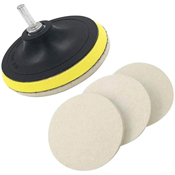 DIY Crafts Pack Of 1 Set/Kit, 5" inch Set/Kit, Wool Felt Disc Polishing Pads and Backing Pad with Drill Adapter Kit to Grind and Polish Glass Plastic(Pack Of 1 Set/Kit, 5" inch Set/Kit) - Pack Of 1 Set / Kit, 5" inch Set / Kit