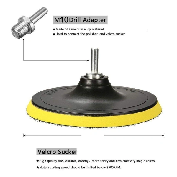 DIY Crafts Pack Of 1 Set/Kit, 4" inch Set/Kit, Wool Felt Disc Polishing Pads and Backing Pad with Drill Adapter Kit to Grind and Polish Glass Plastic(Pack Of 1 Set/Kit, 4" inch Set/Kit) - Pack Of 1 Set / Kit, 4" inch Set / Kit