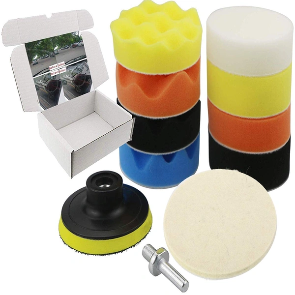 DIY Crafts Pack of 10, 3" inch Kit., Polishing Pads Sponge Woolen Polishing Waxing Buffing Pads Kits Polishing Compound Drill Buffing Sponge Pads Kit(Pack of 10, 3" inch Kit.) - Pack of 10, 3" inch Kit.