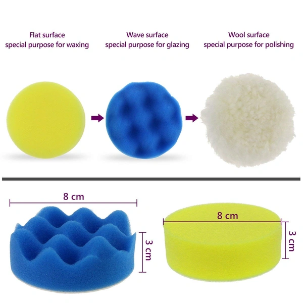 DIY Crafts Pack of 10, 3" inch Kit., Polishing Pads Sponge Woolen Polishing Waxing Buffing Pads Kits Polishing Compound Drill Buffing Sponge Pads Kit(Pack of 10, 3" inch Kit.) - Pack of 10, 3" inch Kit.