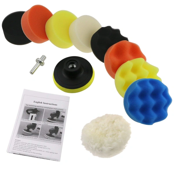 DIY Crafts Pack of 10, 3" inch Kit., Polishing Pads Sponge Woolen Polishing Waxing Buffing Pads Kits Polishing Compound Drill Buffing Sponge Pads Kit(Pack of 10, 3" inch Kit.) - Pack of 10, 3" inch Kit.