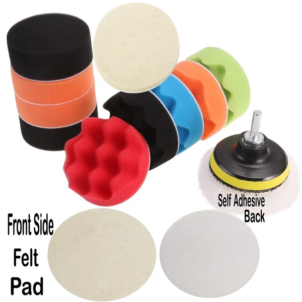 DIY Crafts Pack of 10 Pcs, 4" inch, Kit, Polishing Pads Sponge Woolen Polishing Waxing Buffing Pads Kits Polishing Compound Drill Buffing Sponge Pads (Pack of 10 Pcs, 4" inch, Kit) - Pack of 10 Pcs, 4" inch, Kit