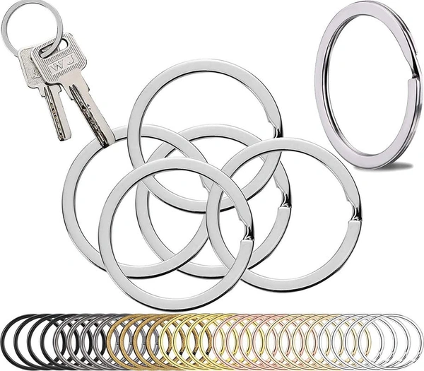 DIY Crafts Pack Of 100 Pcs, Silver, Flat Key Rings 1 inches Flat Key Rings Metal Keychain Rings Split Keyrings Flat O Ring for Home Car Office(Pack Of 100 Pcs, Silver) - Pack Of 100 Pcs, Silver