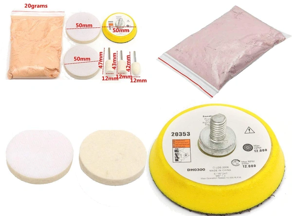 DIY Crafts Pack Of 100grm Kit, Multi Colour, 9 Pcs Window Mirror Glasses Ceramic Tiles Accessories Cleaning Polishe Repair Kit Easy Use Wheel Cerium Oxide Pow(Pack Of 100grm Kit, Multi Colour) - Pack Of 100grm Kit, Multi Colour