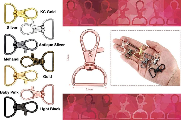 DIY Crafts Pack Of 12 Pcs, Gold, Swivel Clasps Lanyard Snap Hooks Keychain Clip Hook Lobster Claw Clasp Metal Hook Clasp D Rings for Keychain Purse Hardware Sewing C (Pack Of 12 Pcs, Gold) - Pack Of 12 Pcs, Gold