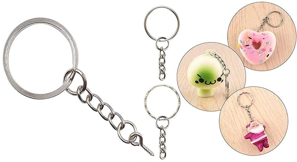 DIY Crafts Pack Of 25 Pcs, Keychain Rings Screw Eye Mindi, Silver Key Chain Rings Kit, Keychain Rings with Chain and Jump Ring with Screw Ey (Pack Of 25 Pcs, Keychain Rings Screw Eye Mindi) - Pack Of 25 Pcs, Keychain Rings Screw Eye Mindi
