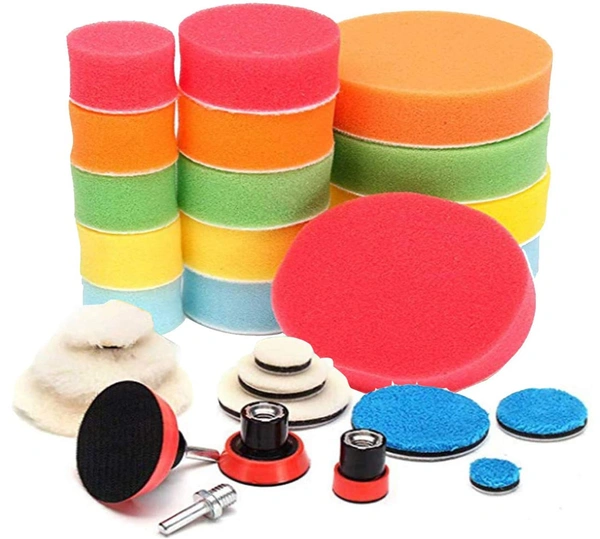 DIY Crafts Pack Of 87 Pcs, Multi Color Hook & Loop, Sponges Foam Drill Polishing Pad Kit 1.2/2/3"inch Buffing Pads, Sponge M14 Drill Adapter Power Polis(Pack Of 87 Pcs, Multi Color Hook & Loop) - Pack Of 87 Pcs, Multi Color Hook & Loop