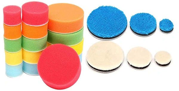 DIY Crafts Pack Of 87 Pcs, Multi Color Hook & Loop, Sponges Foam Drill Polishing Pad Kit 1.2/2/3"inch Buffing Pads, Sponge M14 Drill Adapter Power Polis(Pack Of 87 Pcs, Multi Color Hook & Loop) - Pack Of 87 Pcs, Multi Color Hook & Loop