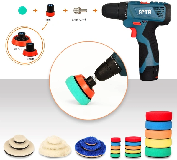 DIY Crafts Pack Of 29 Pcs, Multi Hook & Loop, Sponges Scruber Foam Drill Polishing Pad Kit 1.2/2/3"inch Buffing Pads, Sponge M14 Drill Adapter Power Polisher Po(Pack Of 29 Pcs, Multi Hook & Loop) - Pack Of 29 Pcs, Multi Hook & Loop