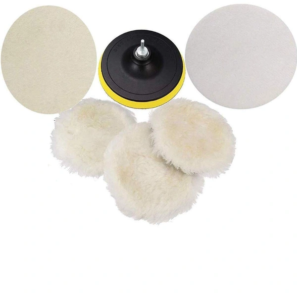 DIY Crafts Pack Of 2 Set, 7"inch Set, Polishing Buffer Wool + Self Adhesive Felt Pad Wheel Polishing Pad Woolen Polis(Pack Of 2 Set, 7"inch Set) - Pack Of 2 Set, 7"inch Set