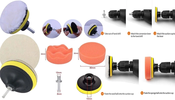 DIY Crafts Pack Of 2 Sets, Sponge Pads Kit, 20x Mini Buffing Polishing Detail Polisher On Rotary Tool Cordless Drill Tool for Tight Area Detaili (Pack Of 2 Sets, Sponge Pads Kit) - Pack Of 2 Sets, Sponge Pads Kit