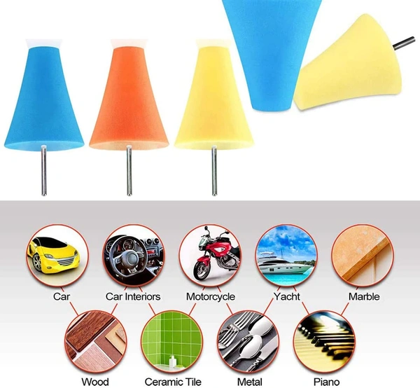DIY Crafts Pack Of 27 Pcs, Random Color, Polishing Cone Sponge Buffing for Automotive Car Wheel Hub Care, Metal Polish Buffing Polishing Ball fo(Pack Of 27 Pcs, Random Color) - Pack Of 27 Pcs, Random Color