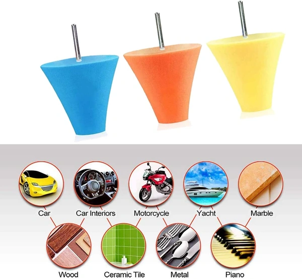 DIY Crafts Pack Of 27 Pcs, Random Color, Polishing Cone Sponge Buffing for Automotive Car Wheel Hub Care, Metal Polish Buffing Polishing Ball fo(Pack Of 27 Pcs, Random Color) - Pack Of 27 Pcs, Random Color